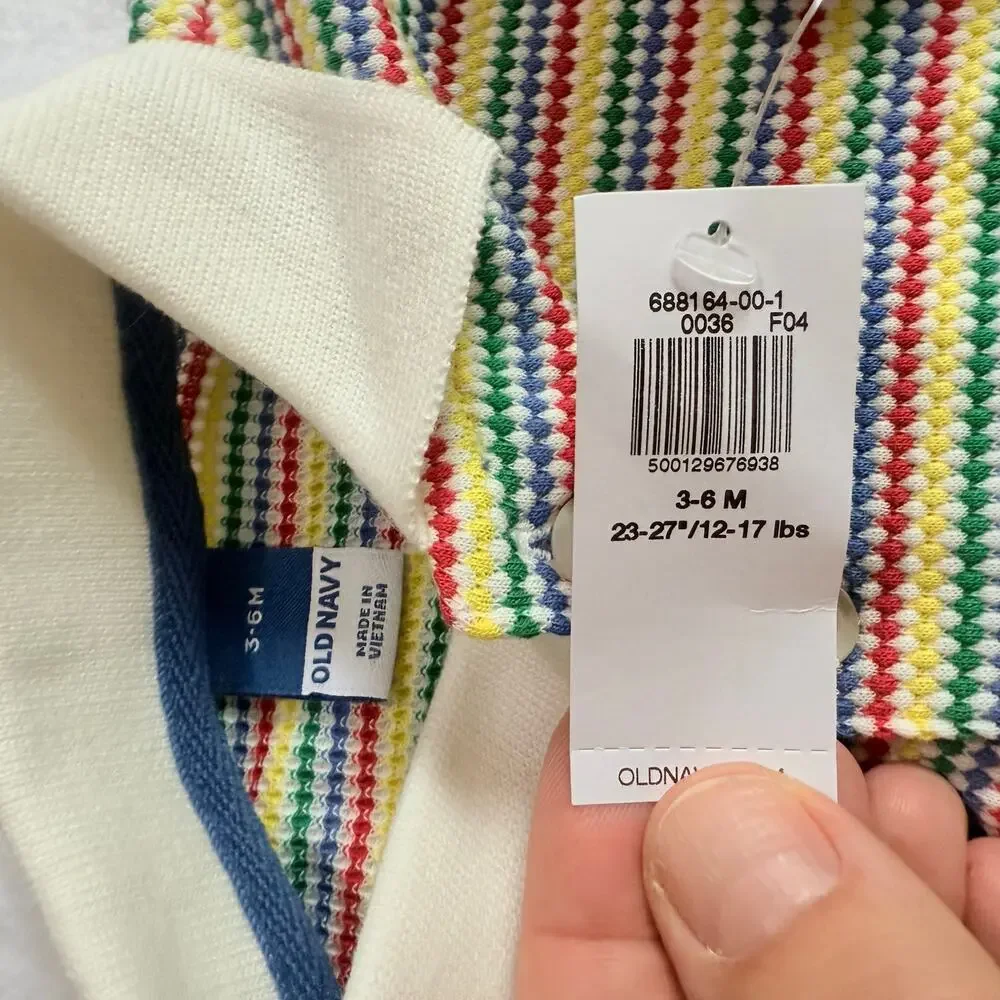 NWT Old Navy Rainbow Stripe Polo Bubble Romper Bodysuit Baby Boy 3-6 Months